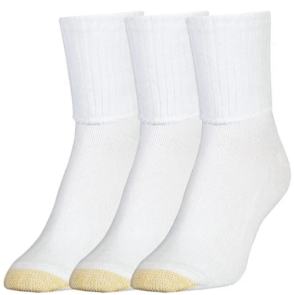 Gold‎ Toe Bermuda Crew Socks Womens 9-11 White Cotton Lot of 3 NWT USA